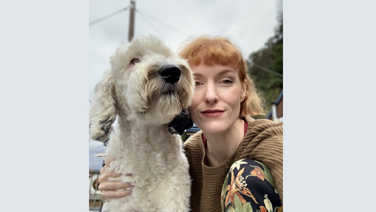 Alexis and Bunny selfie on an overcast day