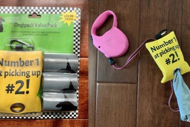 dogipack party poopers poop bags and leash attachment