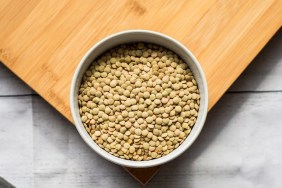 High Angle View Of Lentils In Bowl On Table