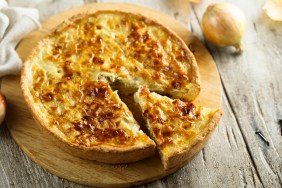 Traditional homemade onion pie or quiche