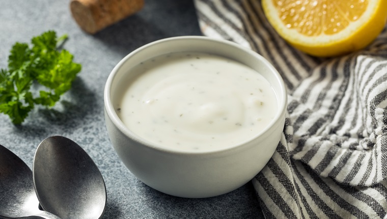 Homemade Organic Ranch Dressing in a Bowl