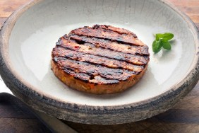 Veggie burger on wood