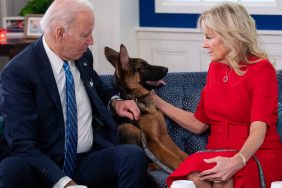 President Joe Biden and First Lady Jill Biden with German Shepherd dog Commander