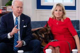 Joe Biden and Jill Biden with Commander, the Bidens' family dog who has bit Secret Service personnel two dozen times.