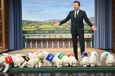 Host Jimmy Fallon during "Puppy Predictors: 2024 Kentucky Derby" on Friday, May 3, 2024.