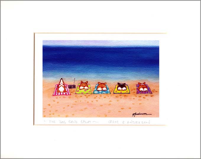 Welsh Corgi Dogs On Beach Print